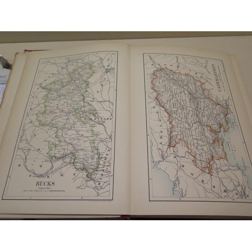 965 - An atlas of England and Wales W & AK Johnston 1889, loose front sheets, maps appear good