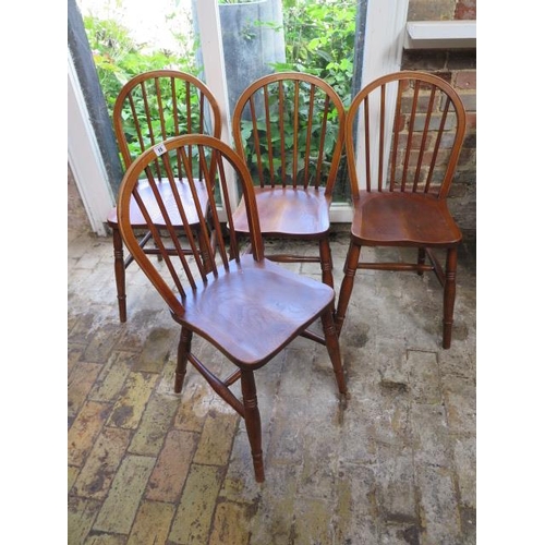 15 - Four elm seated kitchen hoop back chairs