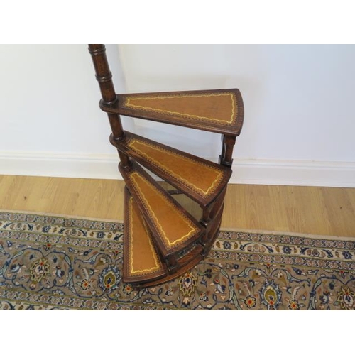 22 - A modern stained beechwood 4 step library steps, 123cm tall in good condition
