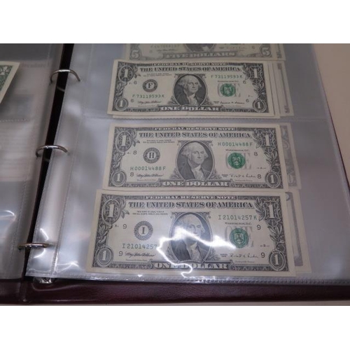 934 - An album of World bank notes mainly USA dollars, 2 dollars, 5 dollars, 10 dollars, 20 dollars and 10... 