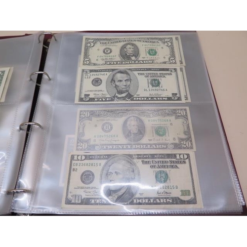 934 - An album of World bank notes mainly USA dollars, 2 dollars, 5 dollars, 10 dollars, 20 dollars and 10... 