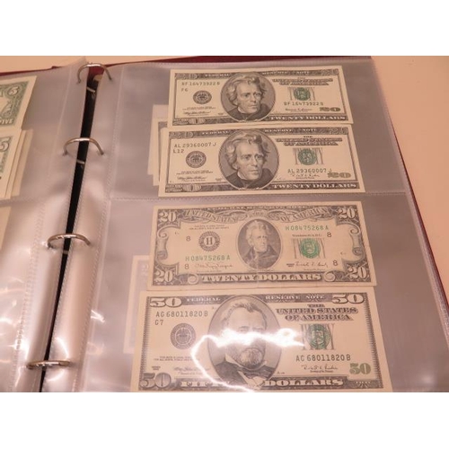 934 - An album of World bank notes mainly USA dollars, 2 dollars, 5 dollars, 10 dollars, 20 dollars and 10... 