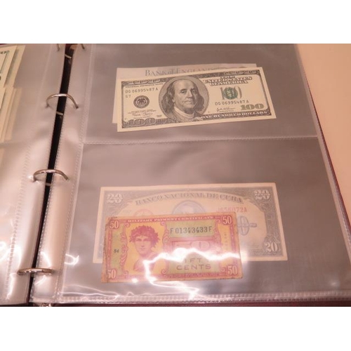 934 - An album of World bank notes mainly USA dollars, 2 dollars, 5 dollars, 10 dollars, 20 dollars and 10... 