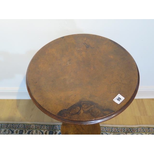 105 - A Victorian walnut bookstand sidetable missing brass gallery, 75cm tall, 43 diameter top