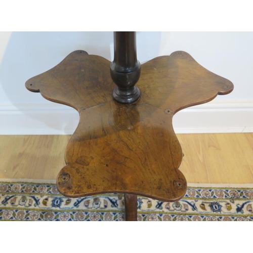 105 - A Victorian walnut bookstand sidetable missing brass gallery, 75cm tall, 43 diameter top