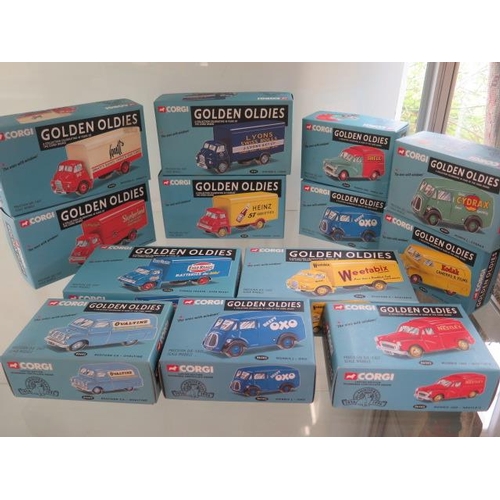 1006 - A collection of 13 boxed Corgi Golden Oldies vans and trucks with one duplicate all vehicles in unpl... 