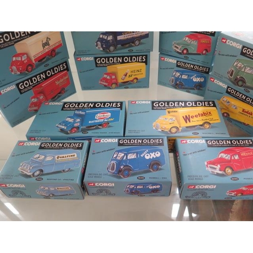 1006 - A collection of 13 boxed Corgi Golden Oldies vans and trucks with one duplicate all vehicles in unpl... 