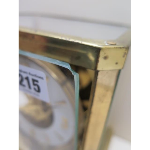 215 - A Jaeger Le Coultre 'Atmos' clock, serial number 220584, housed in a gilt metal rectangular case, 23... 