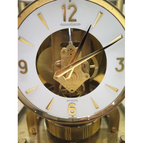 215 - A Jaeger Le Coultre 'Atmos' clock, serial number 220584, housed in a gilt metal rectangular case, 23... 