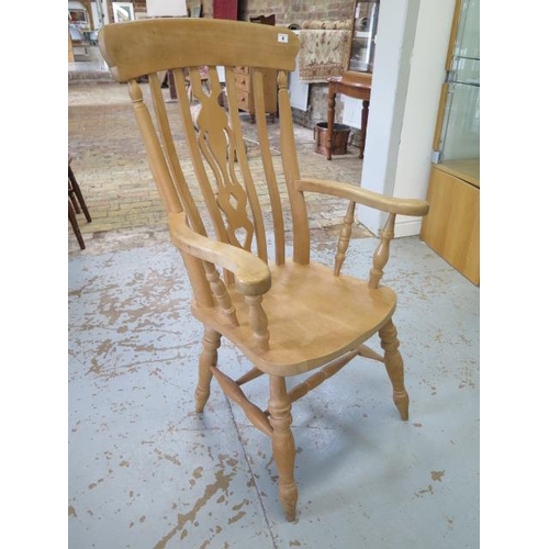 4 - A Victorian style beechwood grandfather chair, 115cm tall
