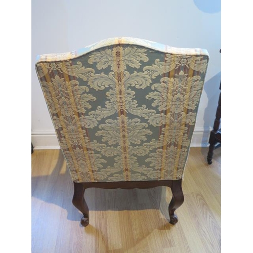 67 - A mahogany upholstered open chair, 94cm tall x 64cm wide x 60cm deep, in good condition