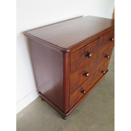 97 - A Victorian mahogany two over two chest of drawers in polished restored condition, 90cm tall x 106cm... 