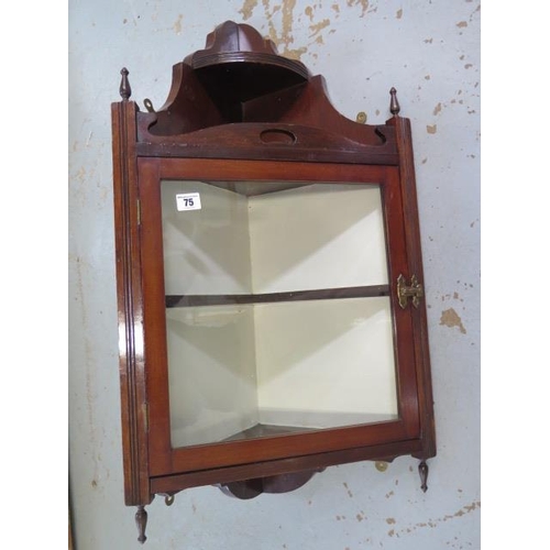 106 - A mahogany corner wall cabinet, 87cm tall x 45cm wide