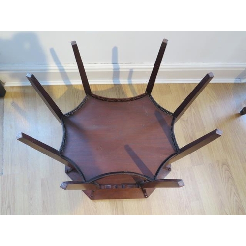 105 - An Edwardian mahogany occasional table with gallery and inlaid top, 66cm tall x 54cm x 45cm, some re... 