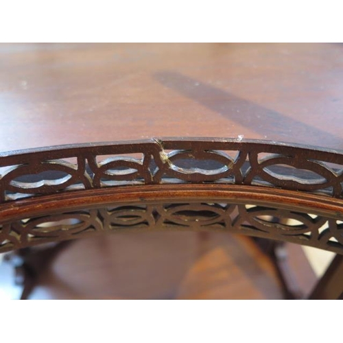 105 - An Edwardian mahogany occasional table with gallery and inlaid top, 66cm tall x 54cm x 45cm, some re... 