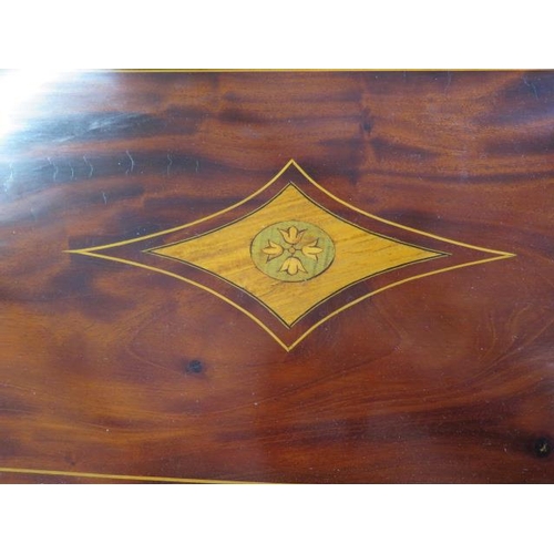 119 - An Edwardian mahogany inlaid twin handle tray, 68cm x 35cm, in generally good condition with some cr... 