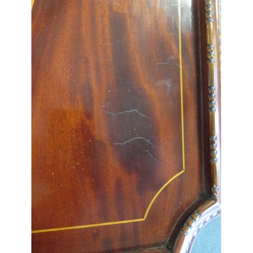119 - An Edwardian mahogany inlaid twin handle tray, 68cm x 35cm, in generally good condition with some cr... 
