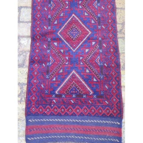 266 - A new hand knotted woollen Meshwani runner, 2.47m x 0.6m