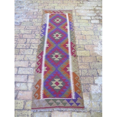 267 - A new hand knotted woollen Maimana Kilim runner, 1.94m x 0.63m