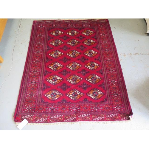 263 - A hand knotted woollen Turkman rug, 1.5m x 1.24m in good condition