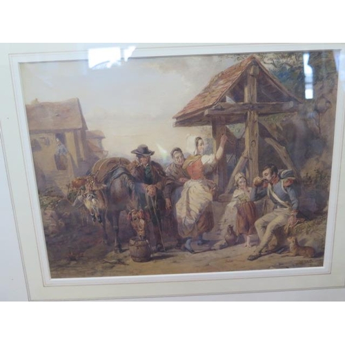 338 - Walter Goodall RWS (1830-1889), a watercolour entitled 'A halt at a Brittany well, a copy of his bro... 