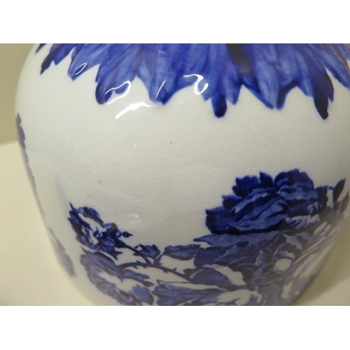 489 - A Staffordshire Ironstone cheese dome and stand, decorated with blue roses against a white ground an... 