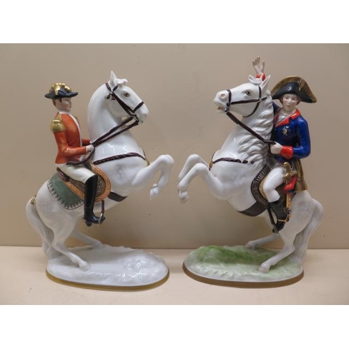 508 - Two 20th century Naples porcelain equestrian groups, the first depicting Napoleon Bonepart, 31cm hig... 