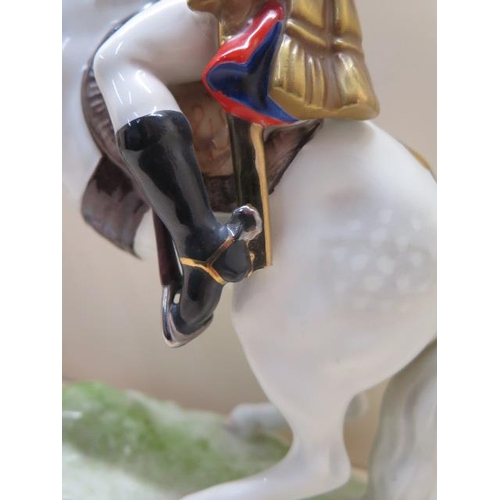 508 - Two 20th century Naples porcelain equestrian groups, the first depicting Napoleon Bonepart, 31cm hig... 