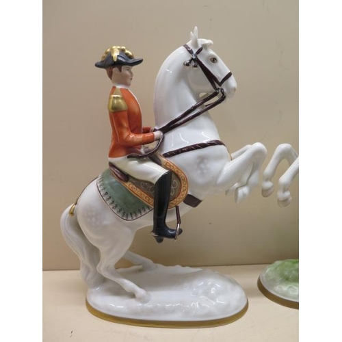 508 - Two 20th century Naples porcelain equestrian groups, the first depicting Napoleon Bonepart, 31cm hig... 