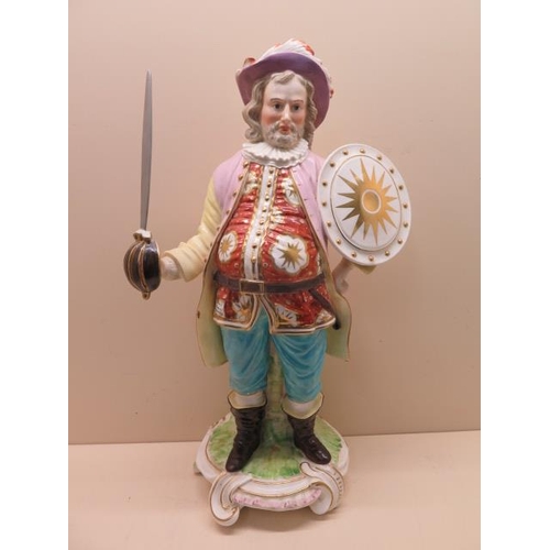 510 - A Large late 19th century Derby porcelain figure of Falstaff  played by JAMES QUINN  on a gilt c-scr... 