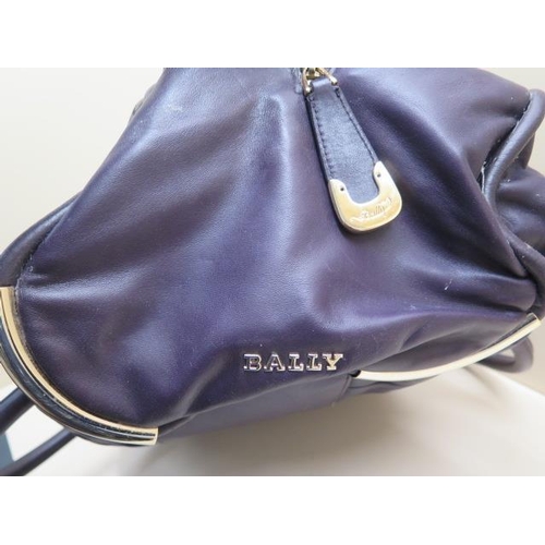 503 - A Bally purple leather handbag with gilt metal hardware, 40cm wide, signs of light use, a little dus... 