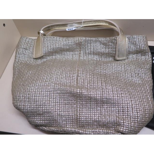 499 - A Gianni Chiarin twin handle bag with chain on purse, 40cm wide, generally good condition with dust ... 