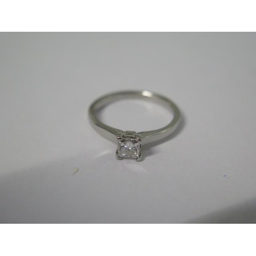 789 - A platinum princess cut diamond ring, 0.35cts, VVS2,  colour G/H, size K, approx 3.6 grams, in good ... 