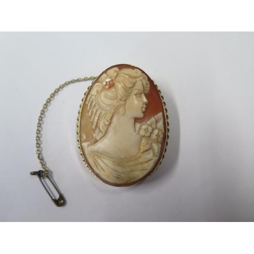 774 - A large hallmarked 9ct Cameo, 6cm x 4.6cm, approx 17.8 grams, in generally good condition with a rep... 