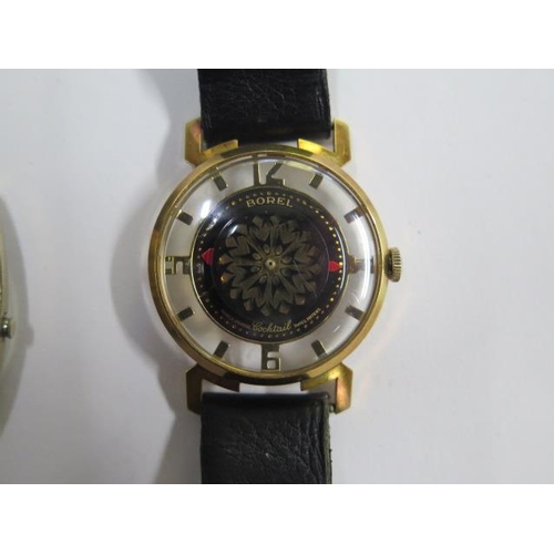 963 - An Ernest Borel Novelty cocktail watch, manual wind with kaleidoscope dial, running, and a Seiko Aut... 