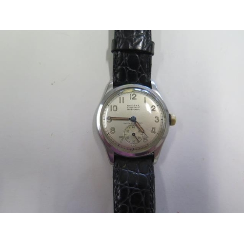 966 - A cased gents Rodania, swiss made, mechanical manual wind watch with a military style dial, circa 19... 