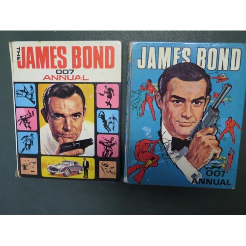 1101 - Original James Bond annuals, 1965 and 1966, both un-clipped, both worn