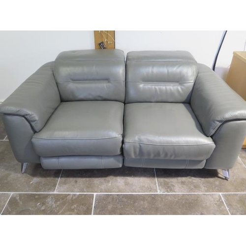 1 - Two Furniture Village soft grey leather seater sofas   with electric adjustable head and foot rests ... 