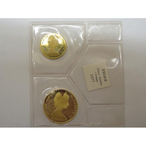 1002 - A Bermuda Elizabeth II silver jubilee gold 100 dollar coin and 50 dollar coin, purity 900, total wei... 