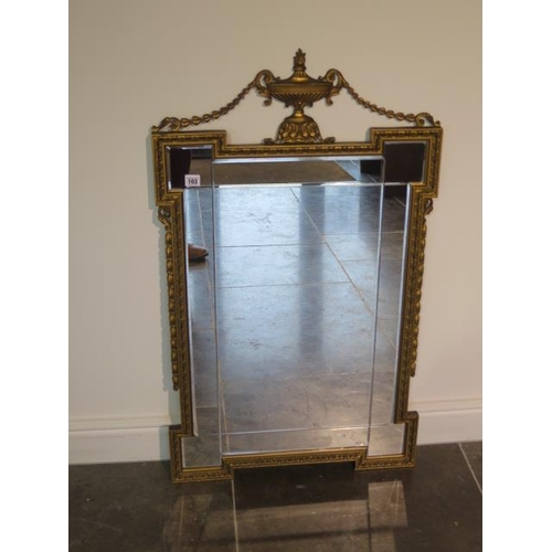 103 - A 20th century Regency style pier mirror with gilded frame and bevelled plate mirror, 104cm tall x 6... 