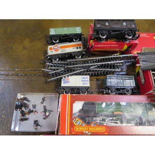 1052 - A Hornby 00 gauge railway, flying Scotsman loco, 0-6-0 tank loco, assorted rolling stock, track etc.... 