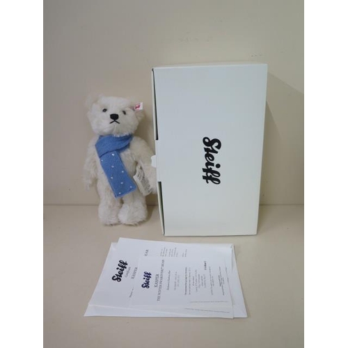 1054 - A Seiff teddy bear Kasper The Winter Swarovski bear with box, labels and certificate, 26cm tall, in ... 