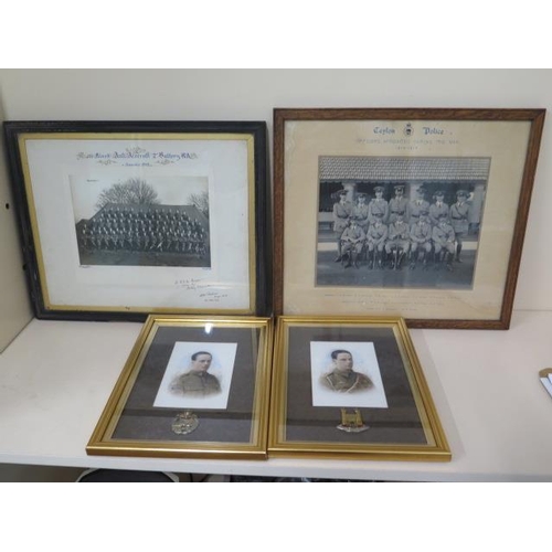 1084 - A pair of framed photos of a soldier 1915 Royal Suffolk Hussars with badge and the same soldier 1919... 