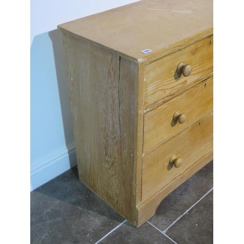 109 - A Victorian pine three drawer chest, 78cm tall x 80cm x 42cm