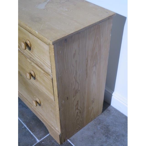 109 - A Victorian pine three drawer chest, 78cm tall x 80cm x 42cm