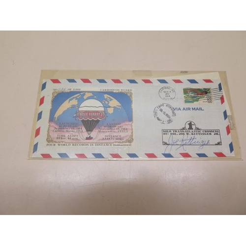 1100 - US 1984 First Solo Balloon Atlantic first day covers, signed by Col Joe W Kittinger Jr, in good cond... 