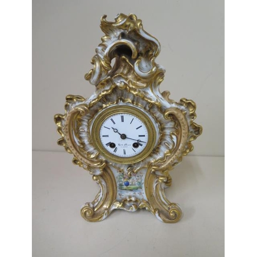 201 - A 19th century porcelain French clock by Henri Marc of Paris, 8 day movement with silk suspension, c... 