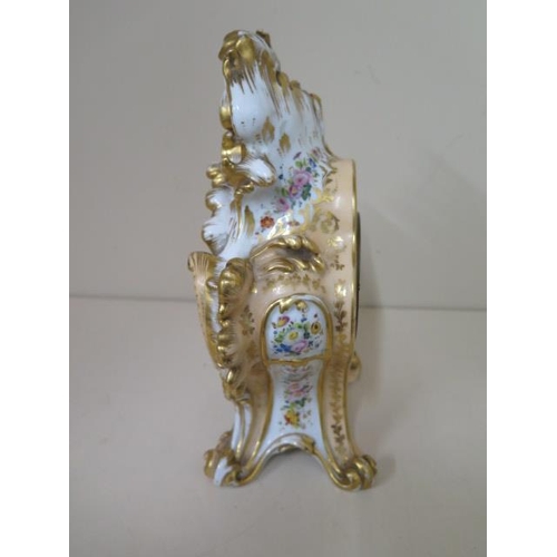 201 - A 19th century porcelain French clock by Henri Marc of Paris, 8 day movement with silk suspension, c... 