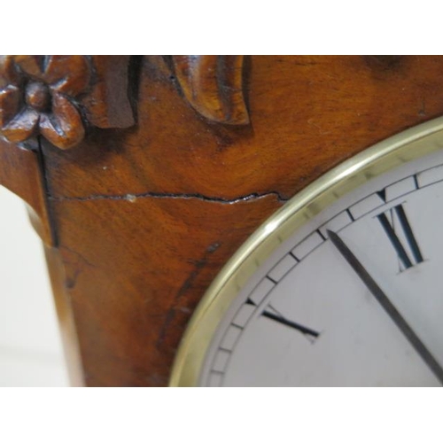 202 - An 8 day walnut table clock by J.Caney Cheapside London with a fusee movement, 33cm tall, running, s... 