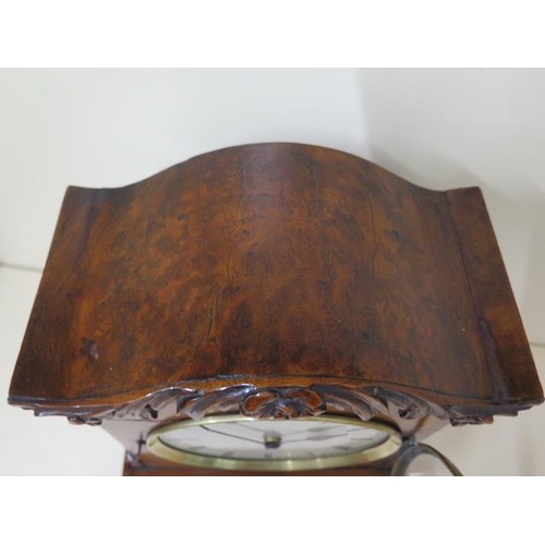 202 - An 8 day walnut table clock by J.Caney Cheapside London with a fusee movement, 33cm tall, running, s... 